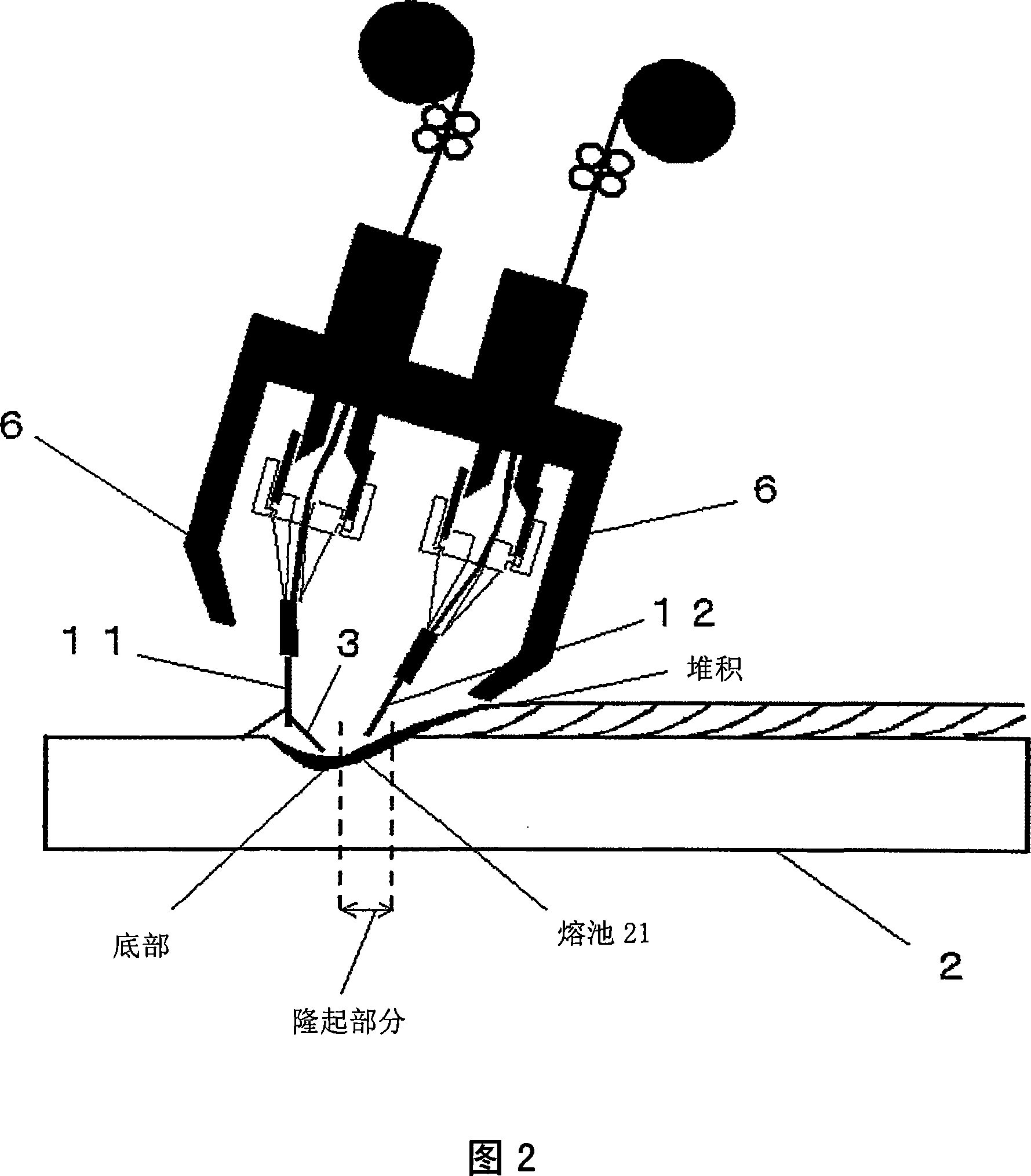 Double-wire feeding arc welding method and multi-layer surfacing method