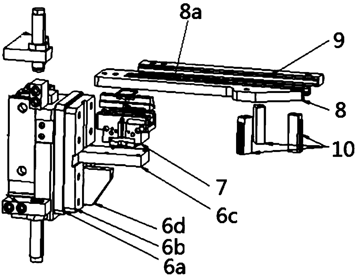 Automatic embedding fixture for cylinder sleeves of universal double-cylinder body die-casting mold