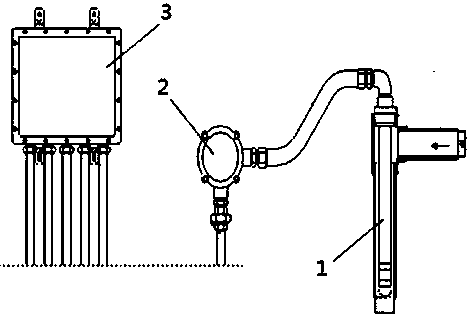 Online direct measurement device of wellhead crude oil water content on basis of radio frequency method