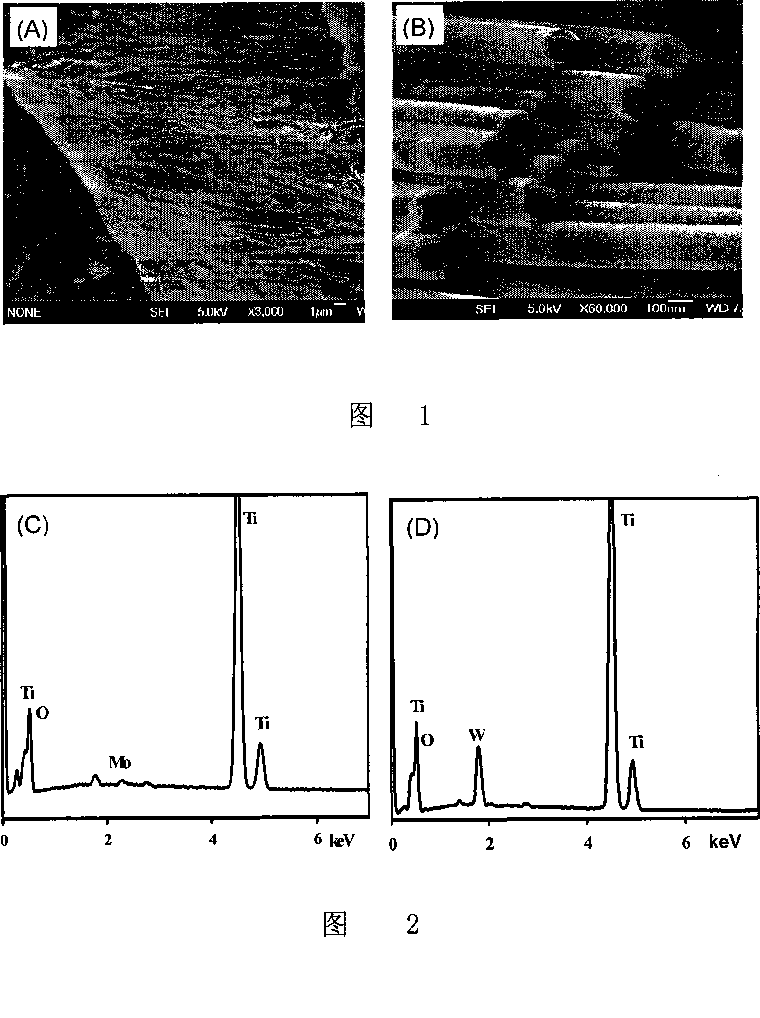 Method for producing titanium dioxide nano tube array with molybdenum tungsten doped anodizing method