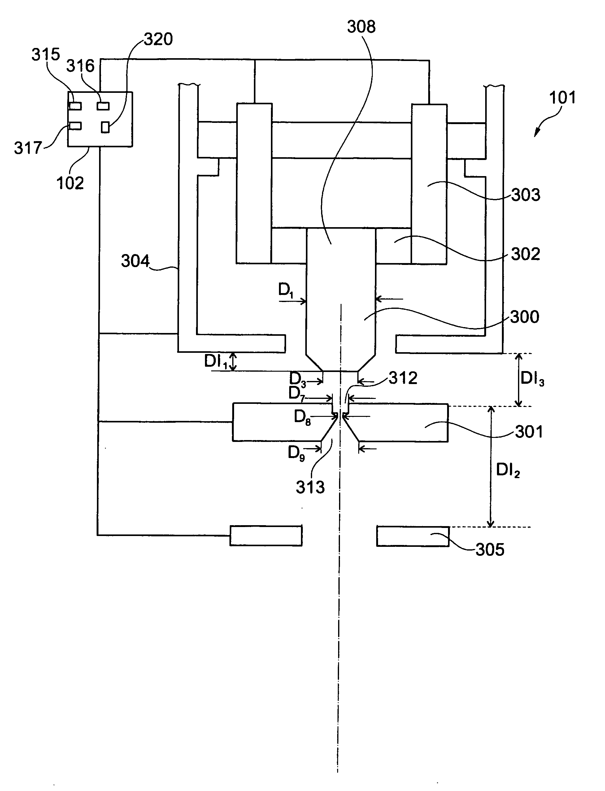 Electron gun used in particle beam device