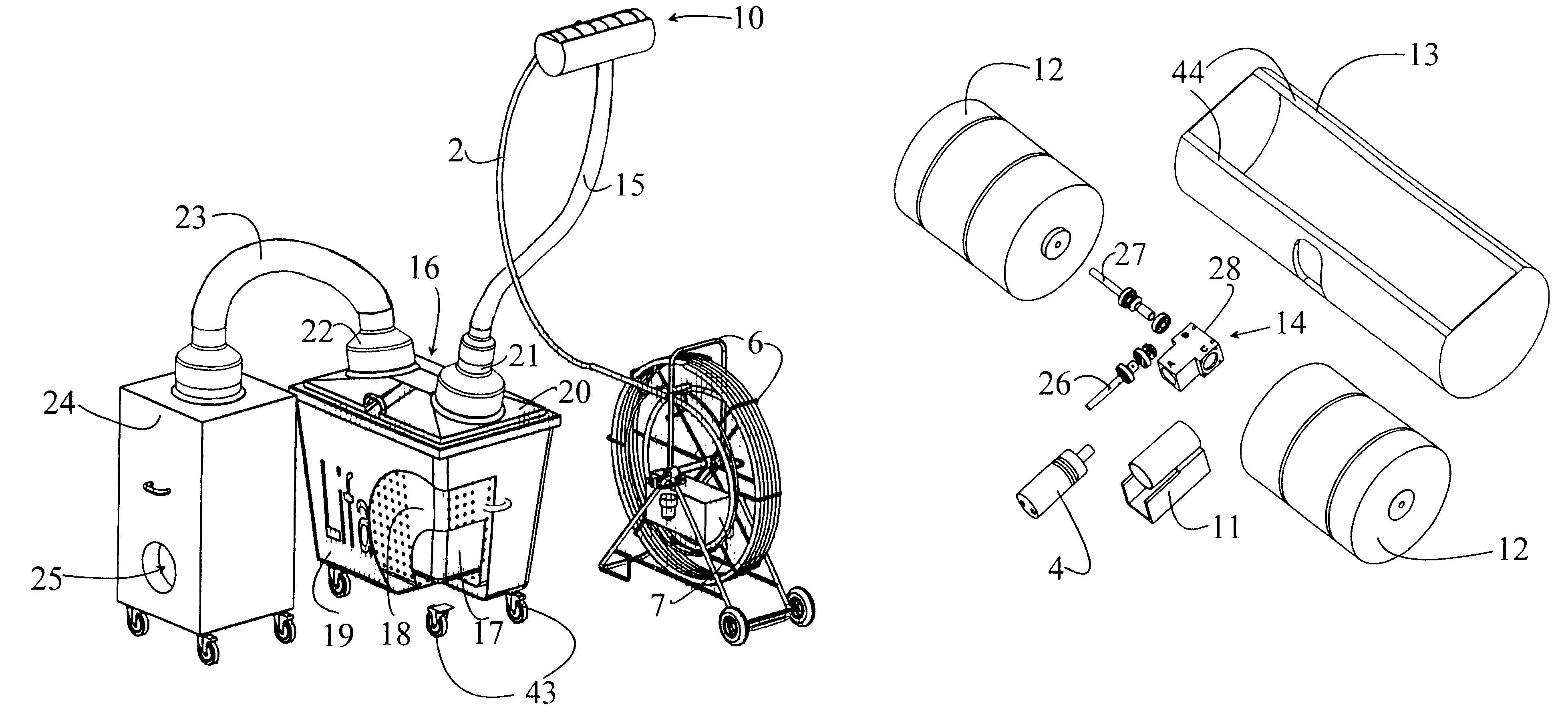Apparatus for cleaning channels for air conditioning and other purposes