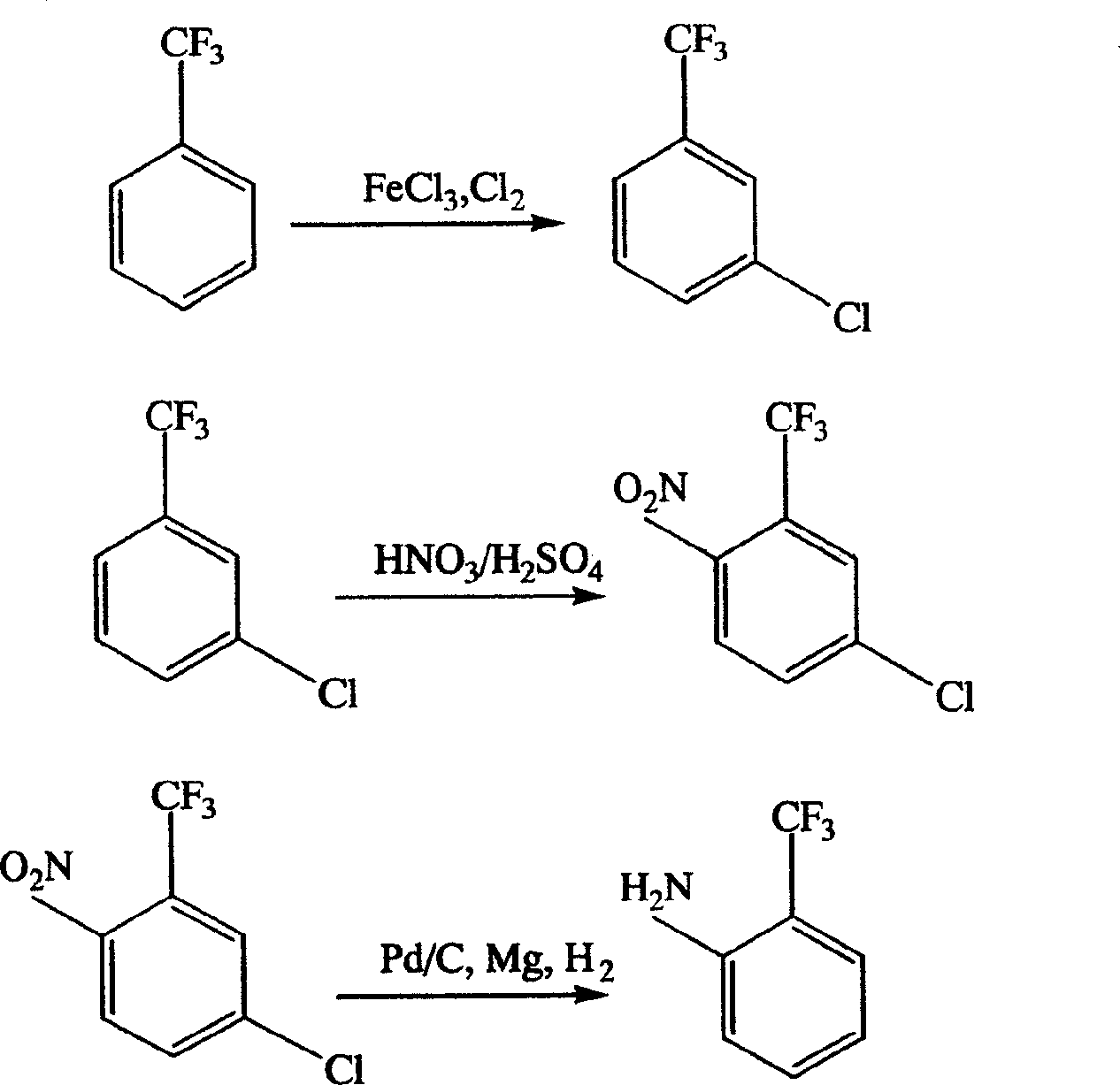 Process for preparing o-trifluoromethyl aniline