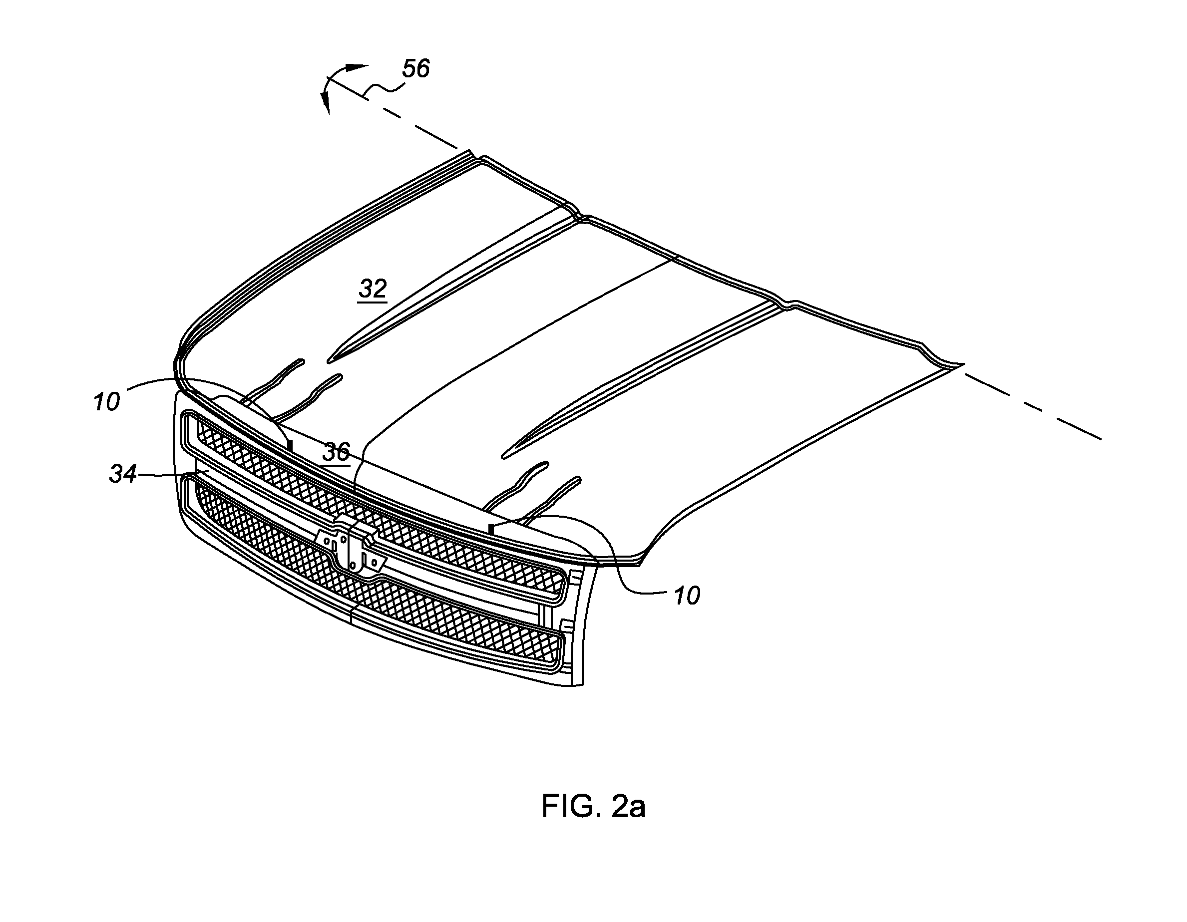 Rotatably-mountable bumper and method for cushioning contact between a vehicle hood and grill