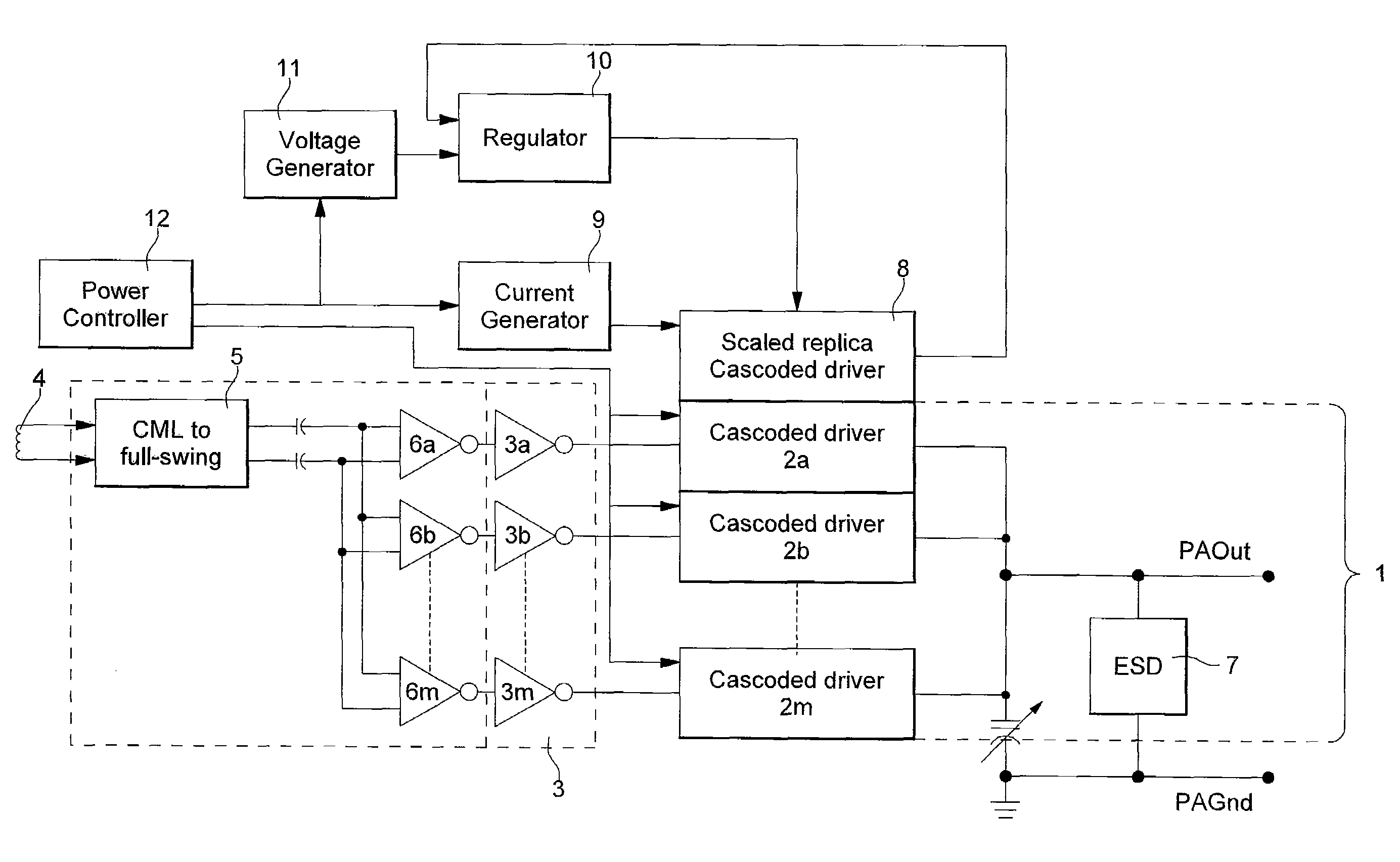 Power amplifier with controlled output power