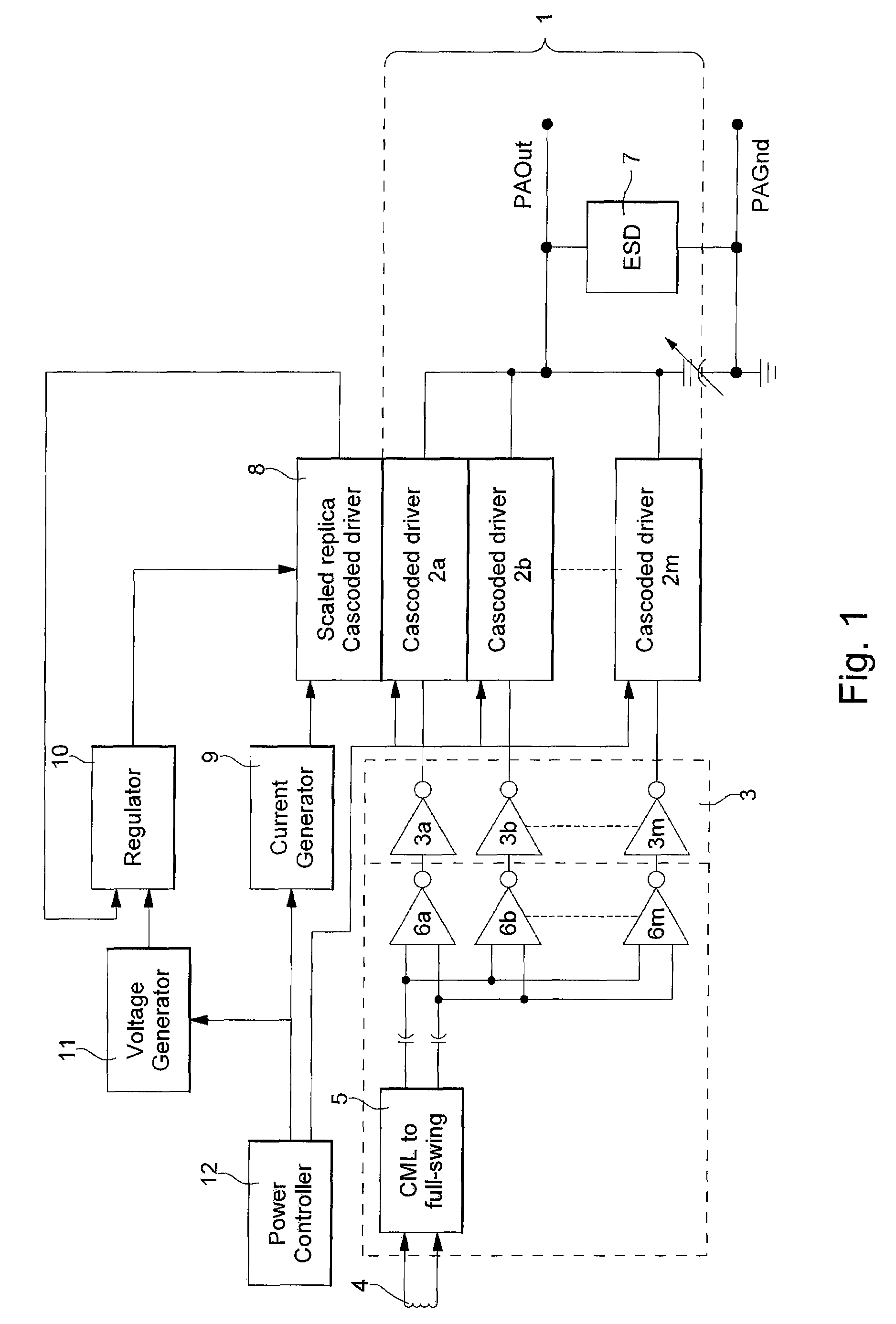 Power amplifier with controlled output power
