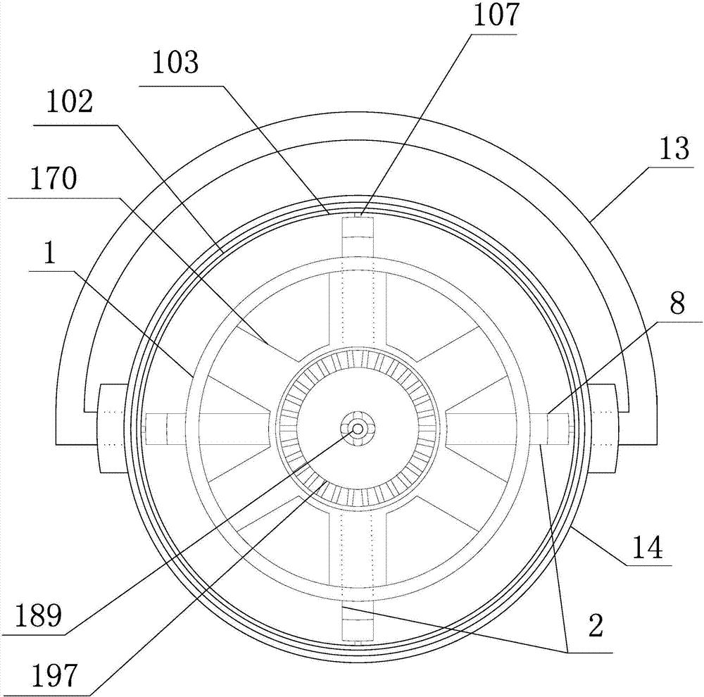 Mop jet flow speed-variable cleaning and spin-drying device with rotary sliding block movable pin self-locking lifting drum