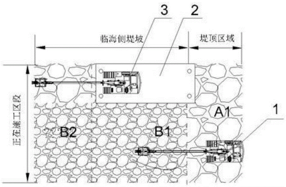 Deepwater slope type groyne rubble installation and slope arrangement process