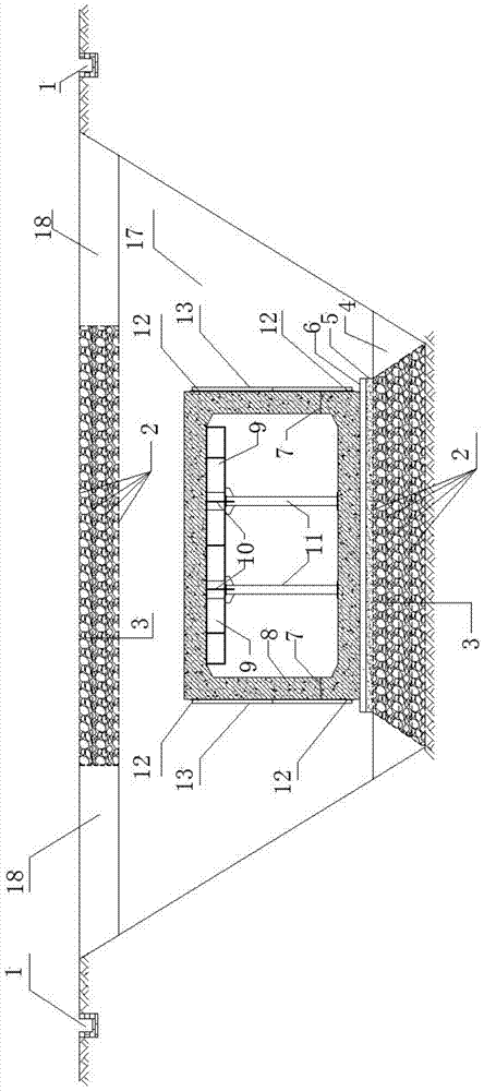 Shallowly-buried soft soil integrated trench reinforcing device and construction method