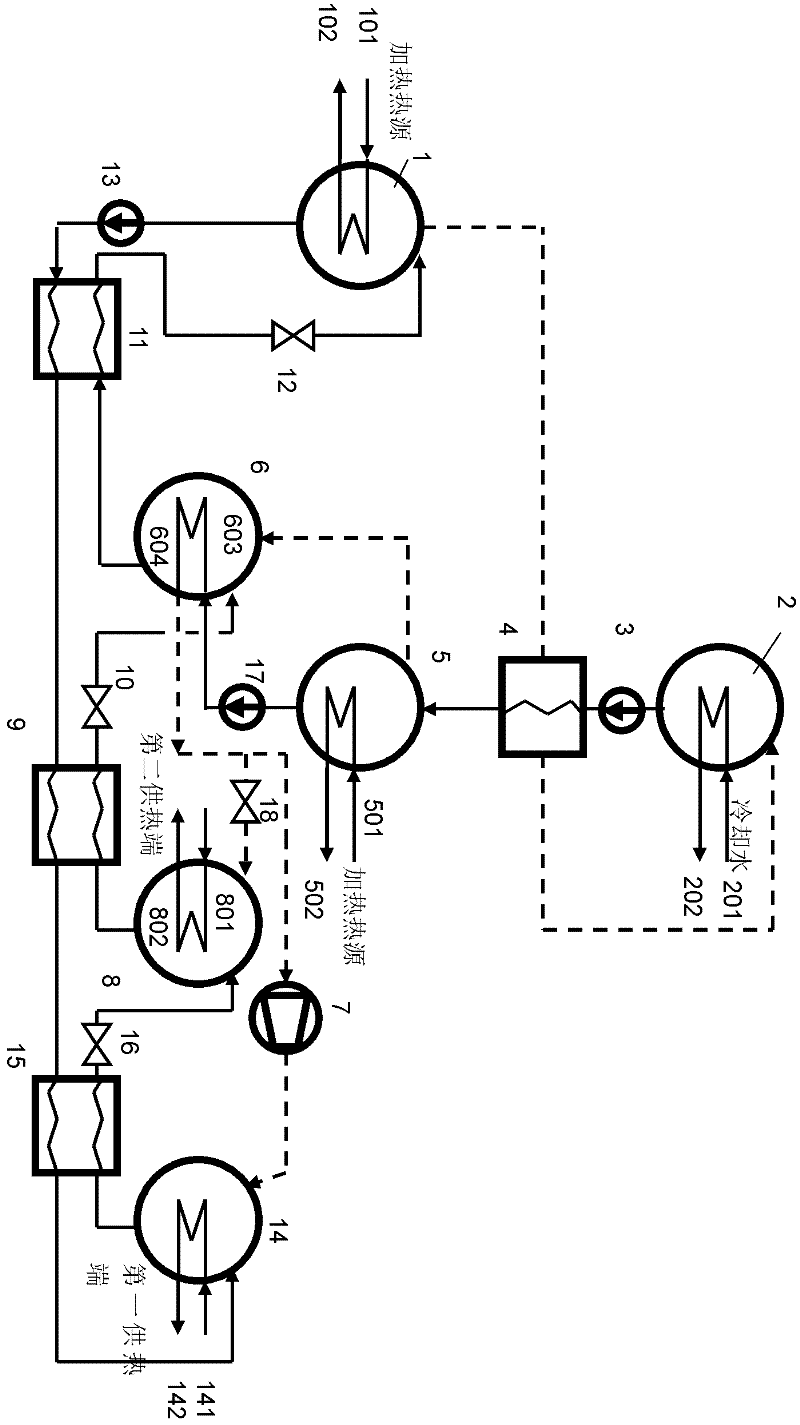 Absorption-compression type dual-temperature second-kind heat pump system