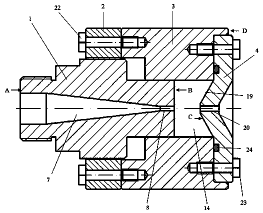 High-pressure self-oscillation oscillating impulse jet flow nozzle with continuous adjustable cavity length