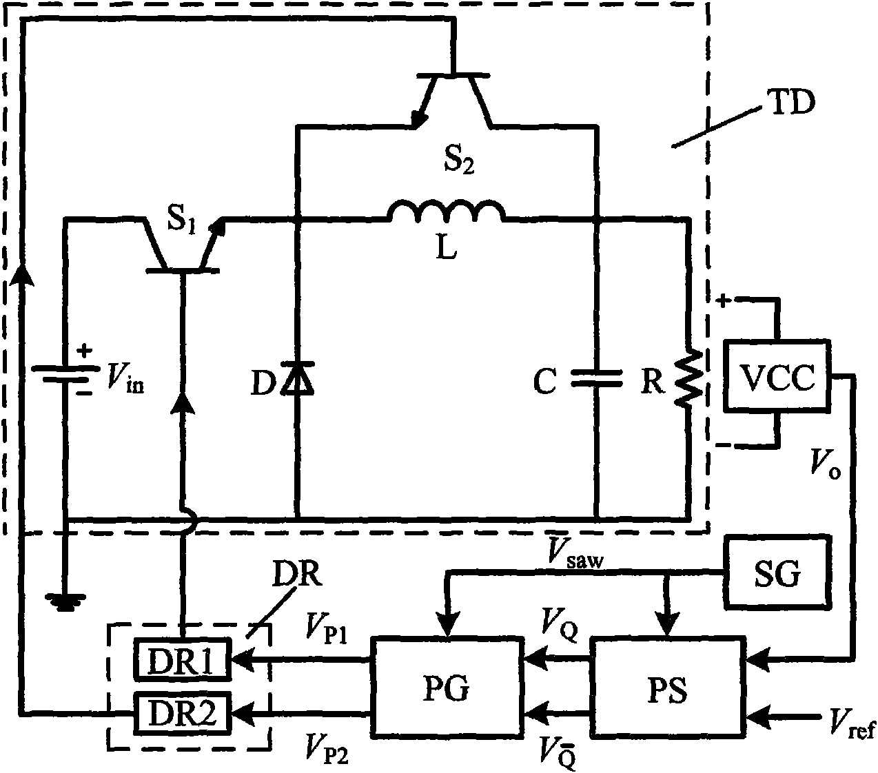 Single-loop pulse regulating and controlling method and device of pseudo continuous mode switch power supply