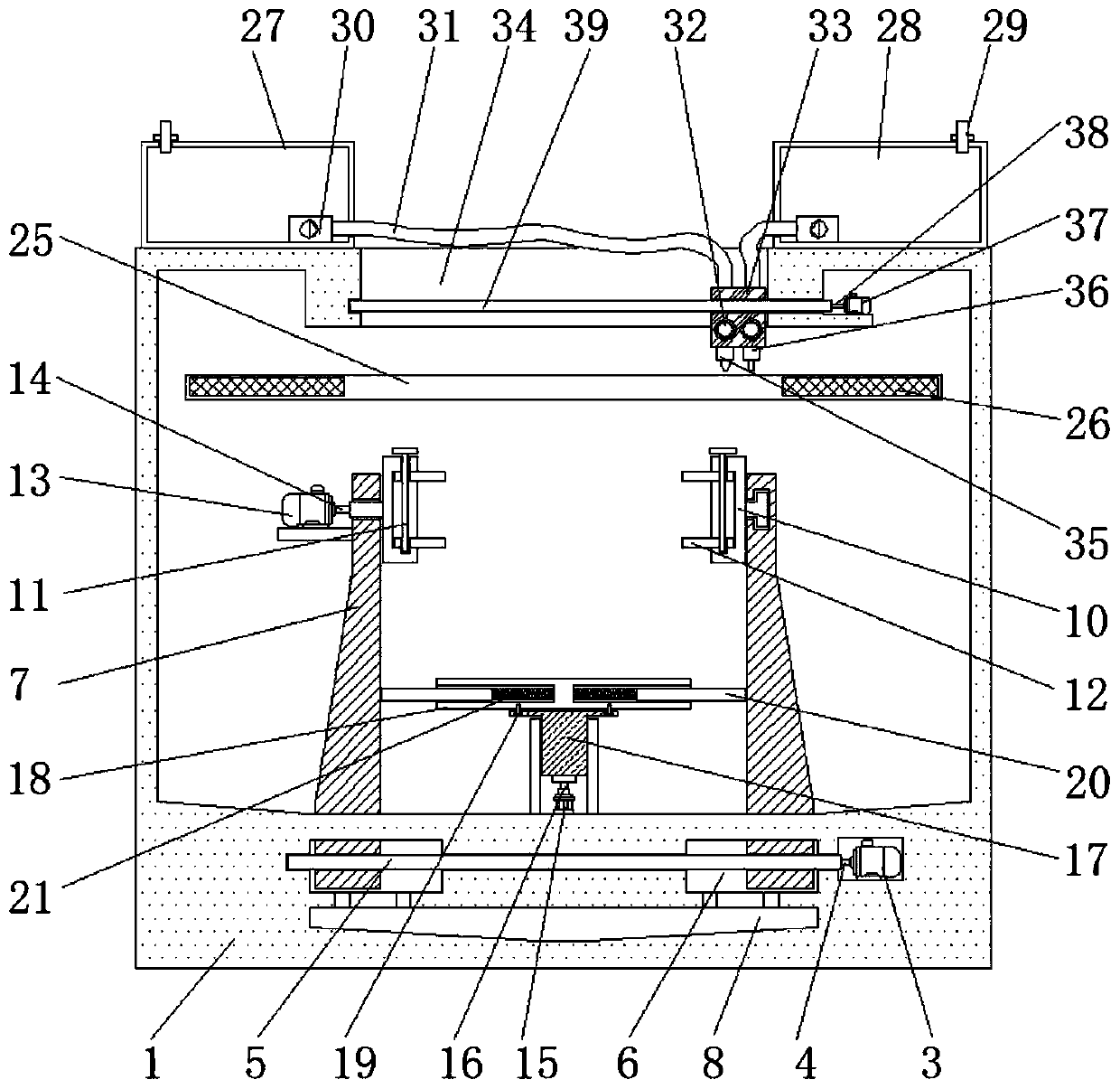 Automatic integrated coating device convenient to clean