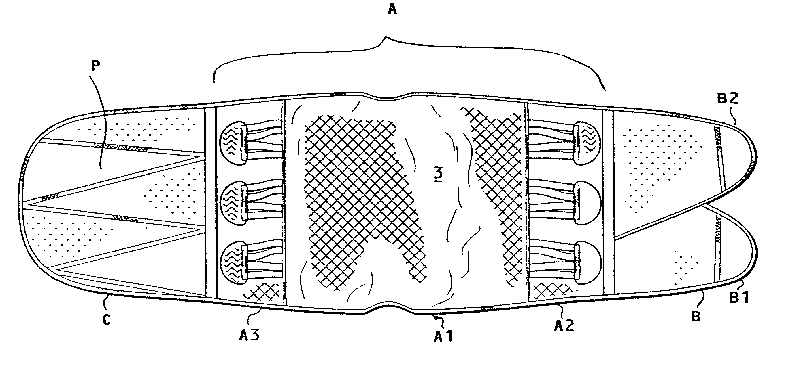 Elastic waistband with transverse stiffeners and tautness adjusting lacings