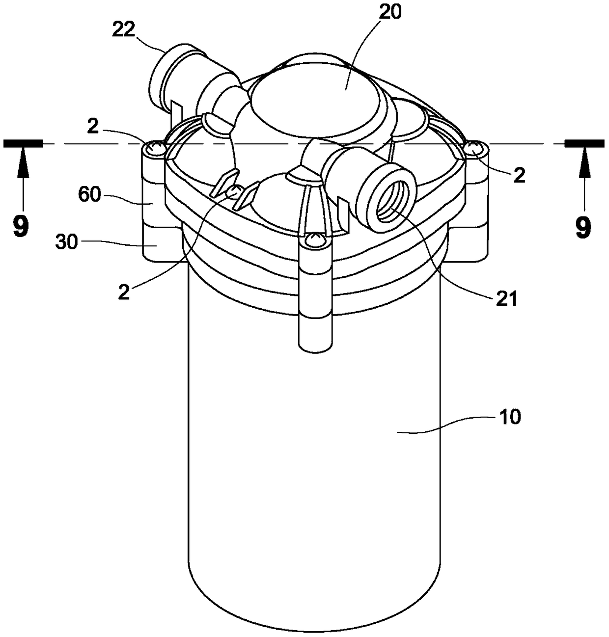 Shock-absorbing structure of four-pressure chamber diaphragm pump