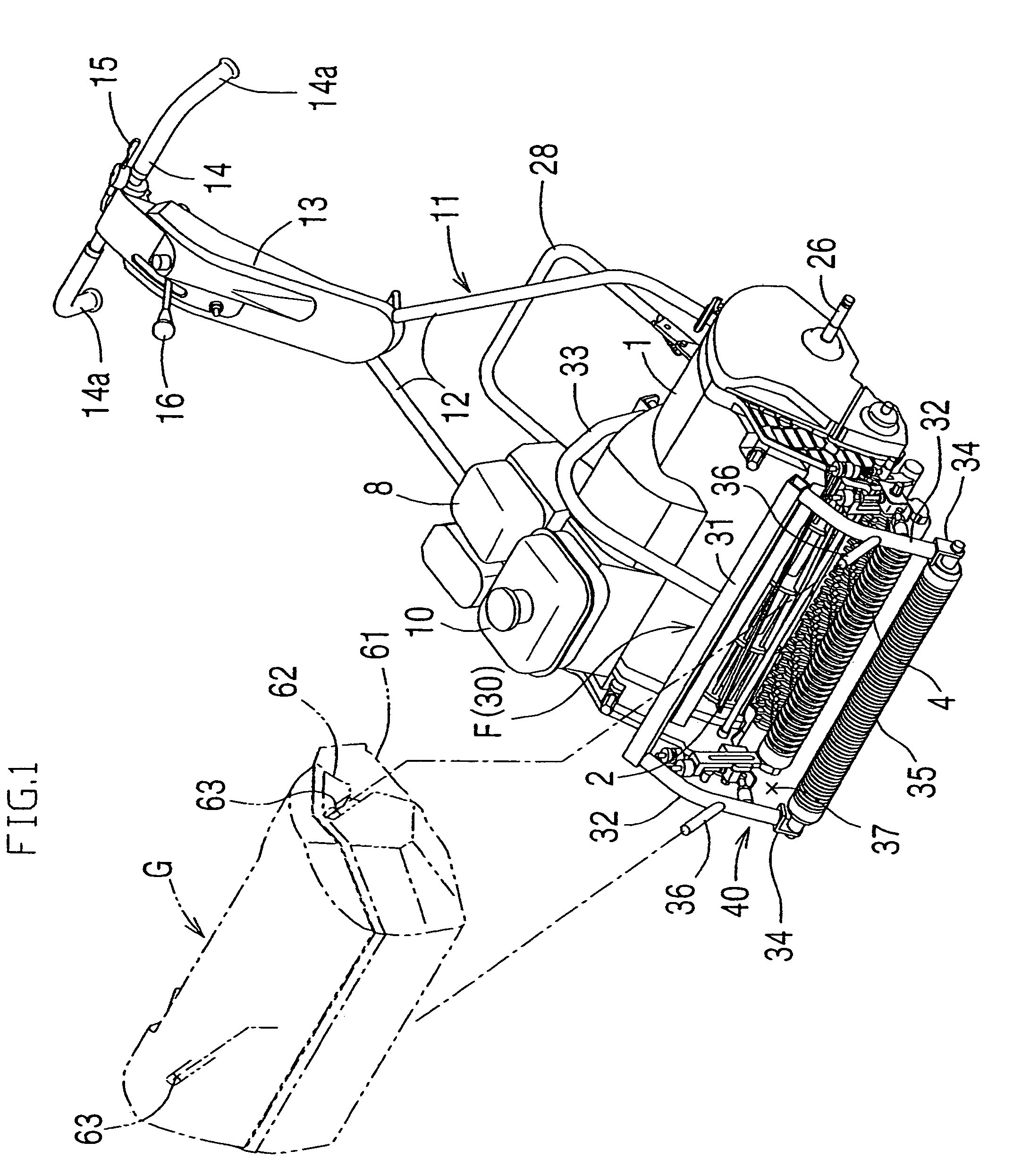 Walk-type lawn mower and catcher frame apparatus