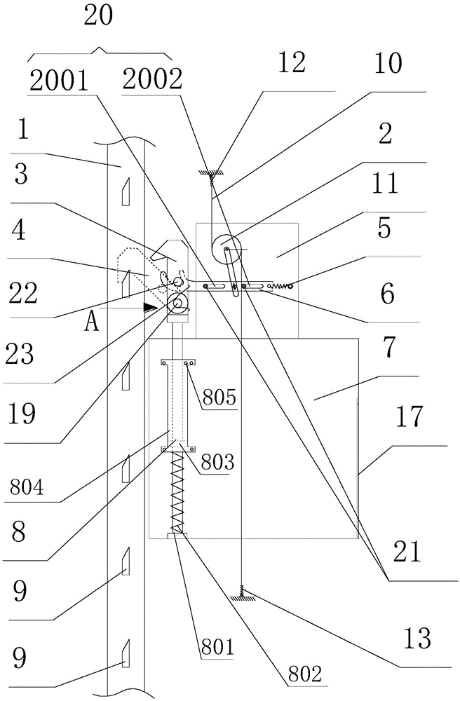 An elevator fall prevention device