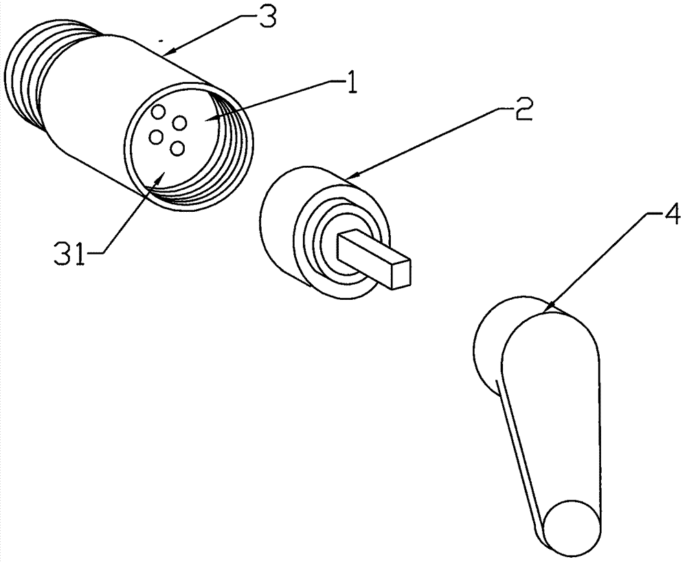 Openly-mounted two-inlet and two-outlet tap