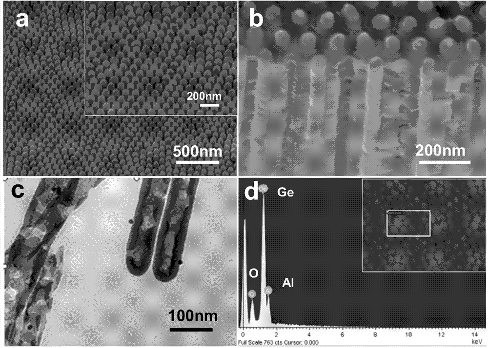 Germanium nanotube top raised array modified by silver nano-particles as well as preparation method and application thereof