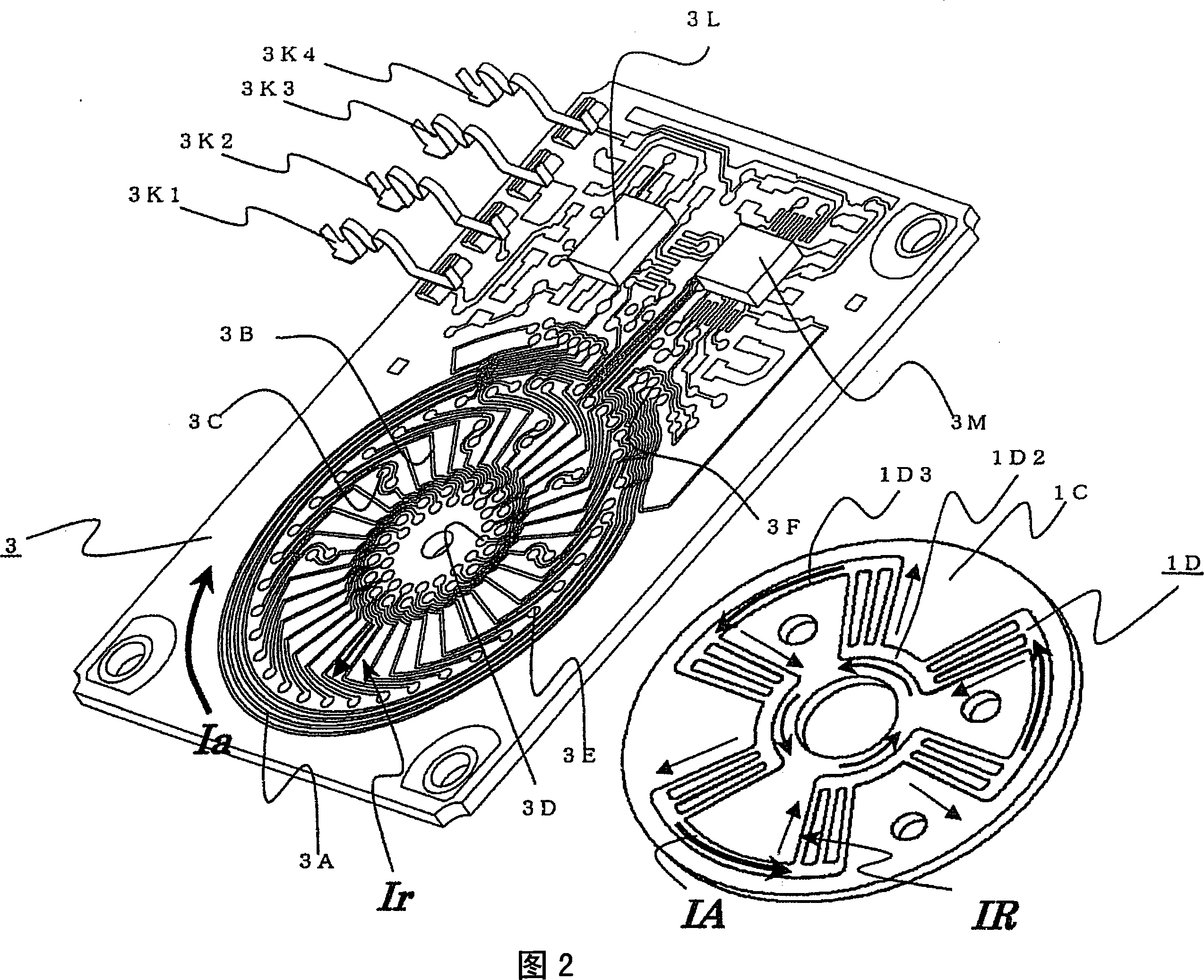 Inductive rotation angle sensor and motor-driven airflow control device using the same
