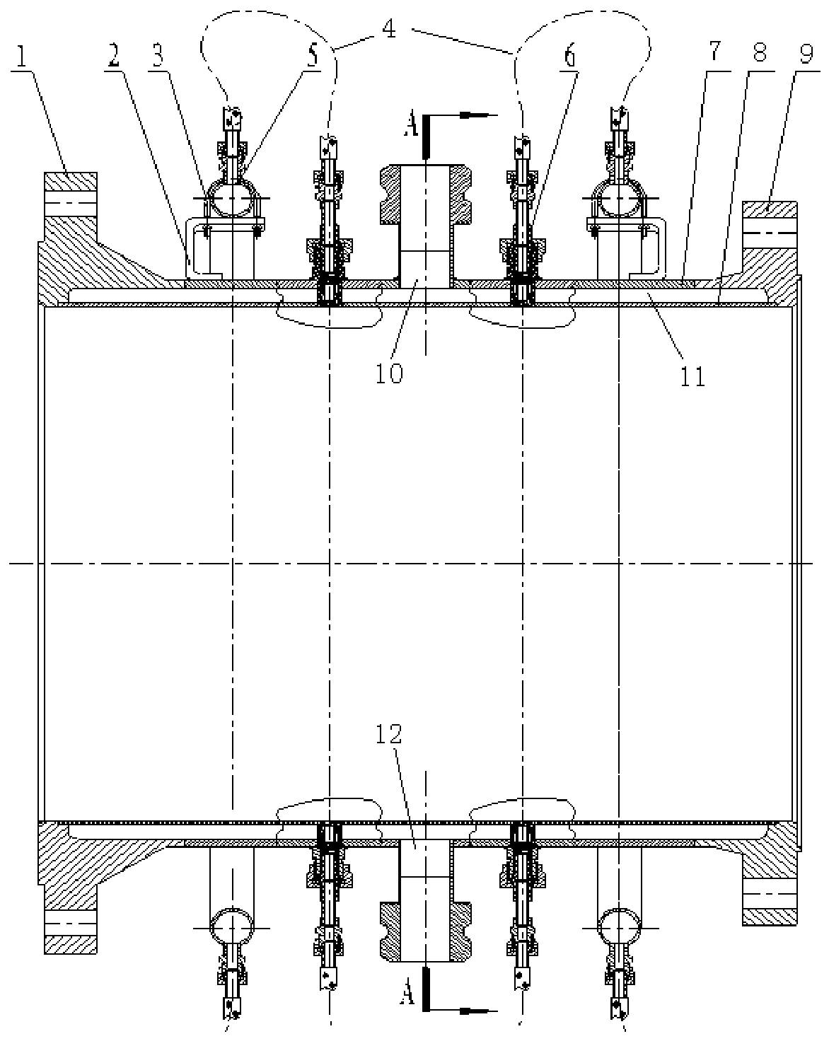 Working condition variable water spraying cooling device for high-temperature fuel gas