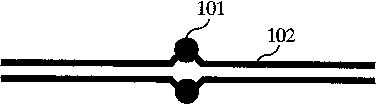 Transmission line used for internal circuit test point