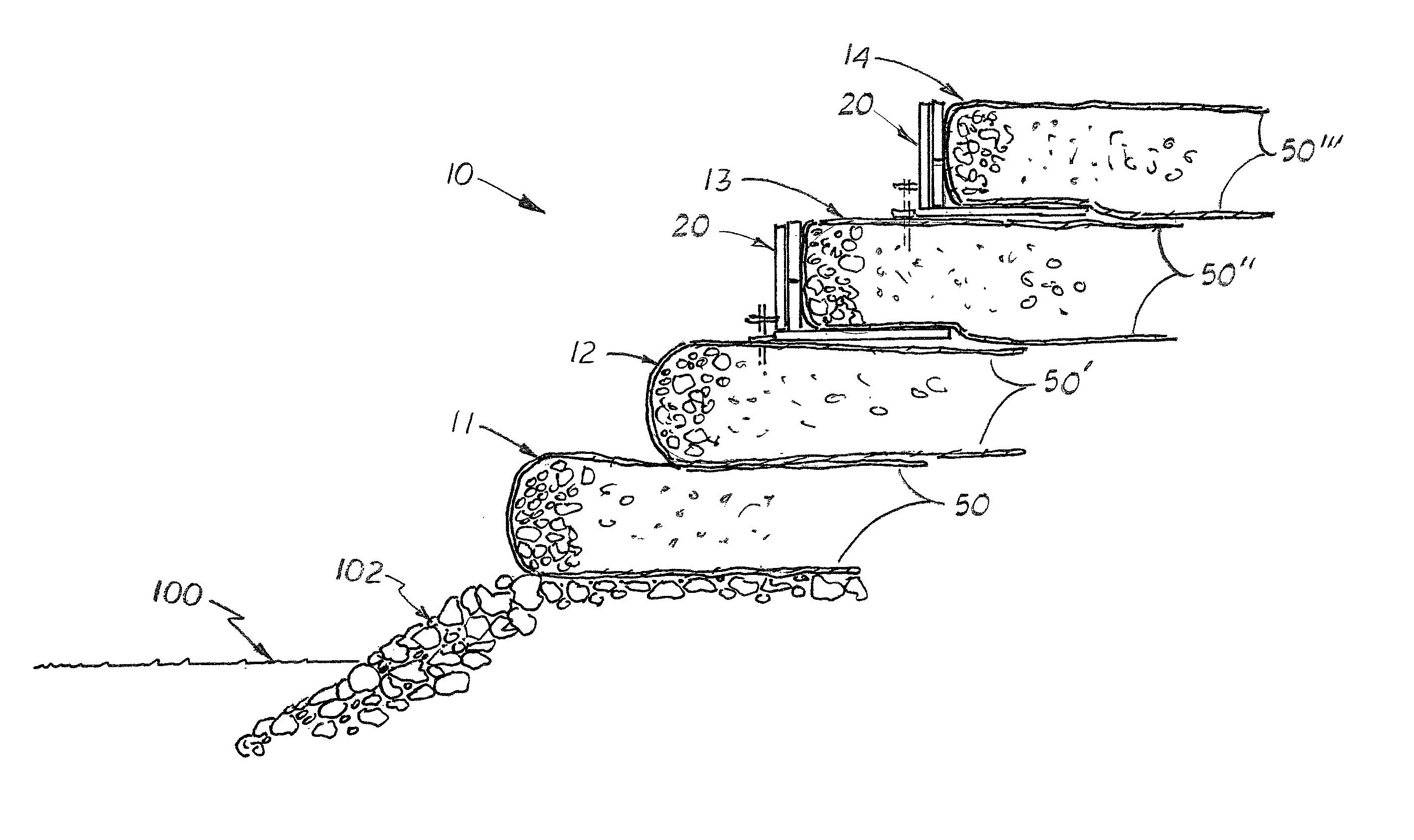 Earth fill retaining wall system and method