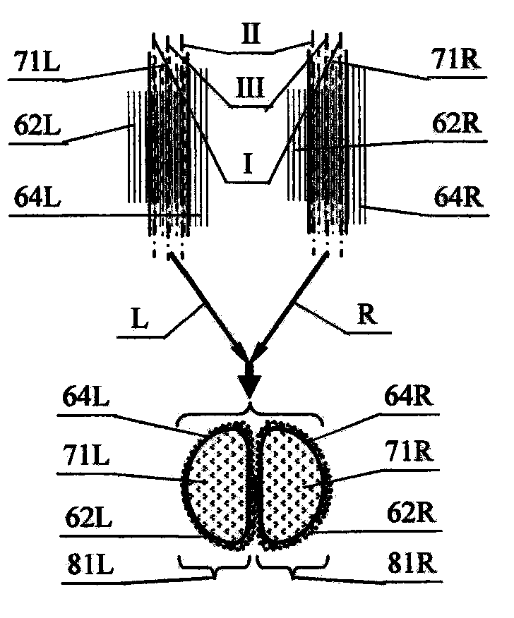 Symmetrical beam splitting filament-spreading synchronous upper-covering and lower-supporting composite yarn, spinning method and application