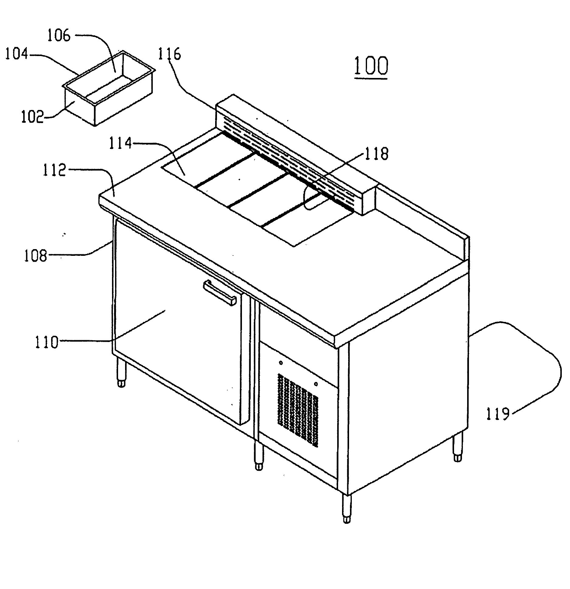 Air blanketed food preparation table