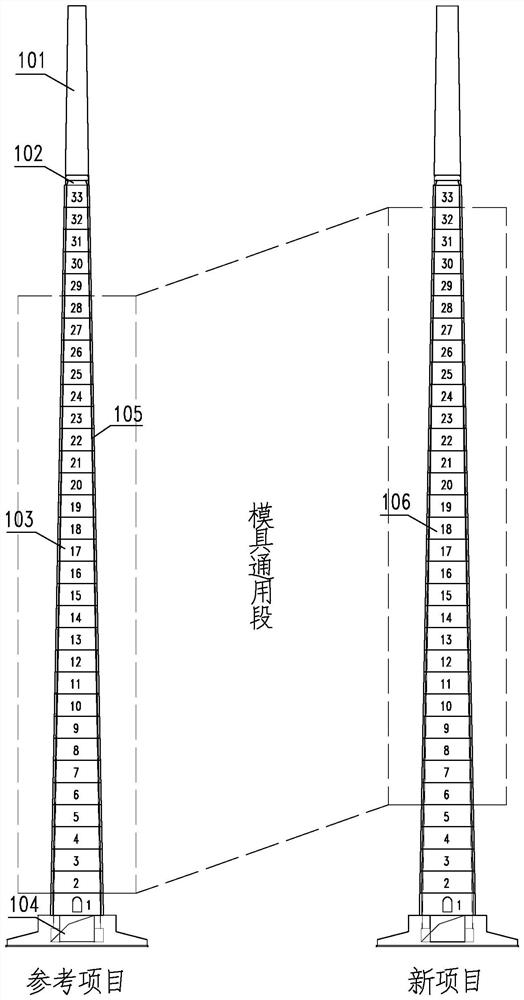 Fragmented prefabricated assembly type mixed tower design method considering mold universality