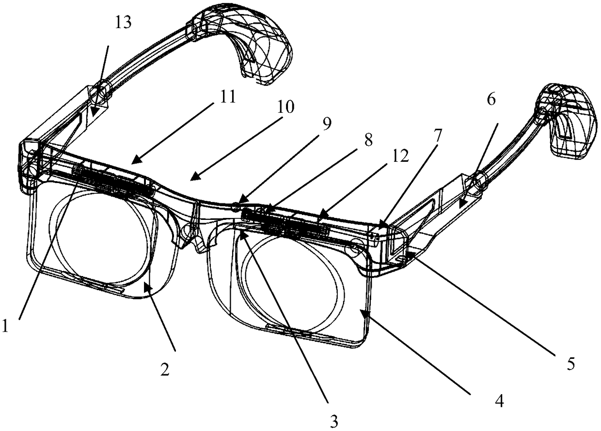 Sandwich type harmonic-diffraction Alvarez variable-focal-length intelligent glasses