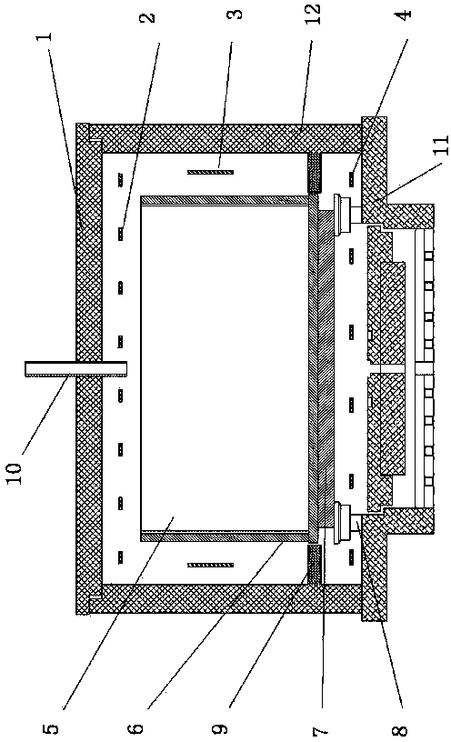 Novel thermal field structure of large-size silicon ingot polycrystal ingot furnace