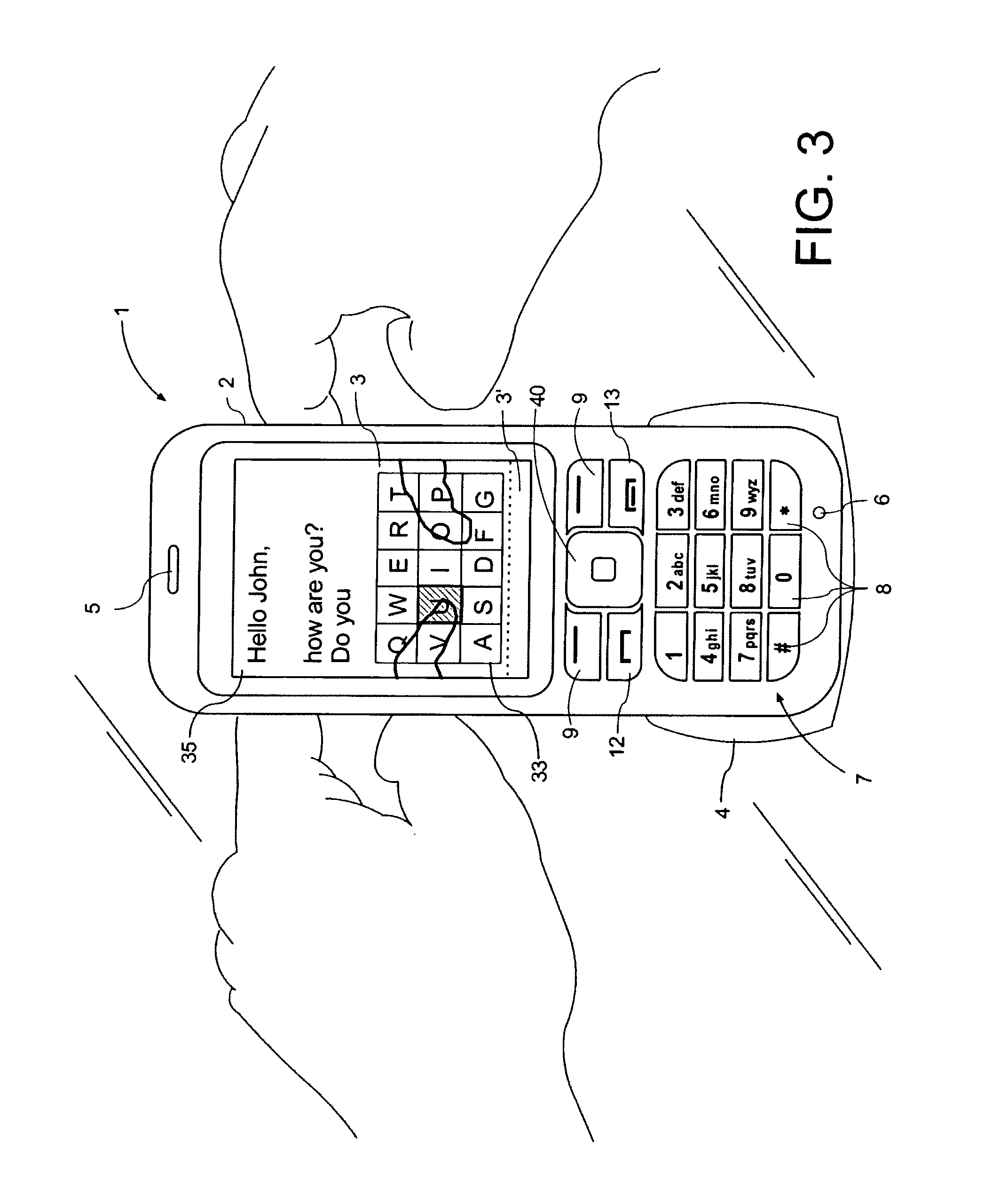 Mobile device with virtual keypad
