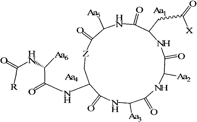 Method for preparing fatty acyl cyclic depsipeptide compounds by solid-phase synthesis