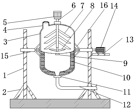 Liquid storage tank for stirring liquid in fields of mechanical and chemical industries