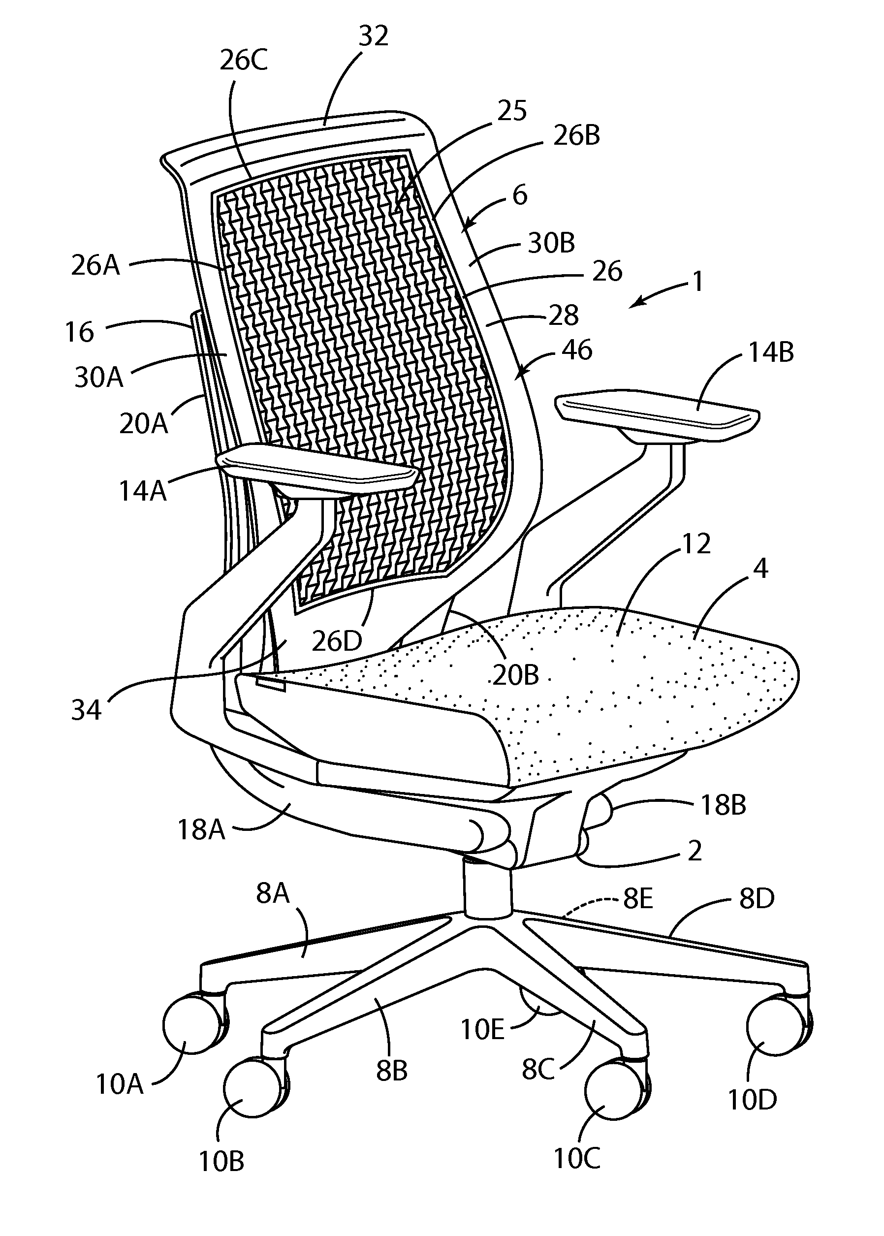 Seating unit with auxetic user support