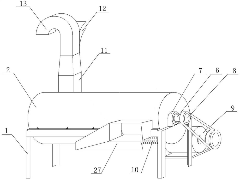 Soil and powder removing, smashing and rubbing integrated machine for straw forage