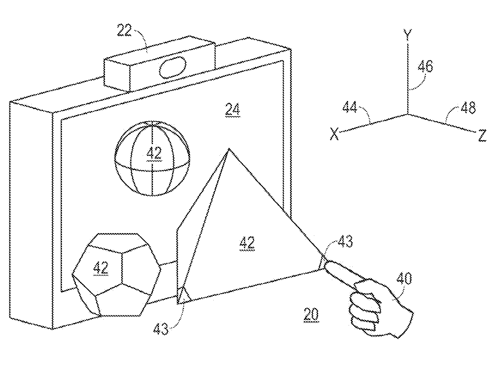 Three-Dimensional Virtual-Touch Human-Machine Interface System and Method Therefor