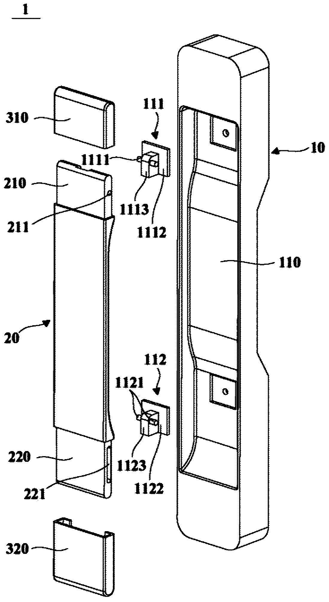 Handle assembly for refrigerating and freezing devices and refrigerating and freezing devices