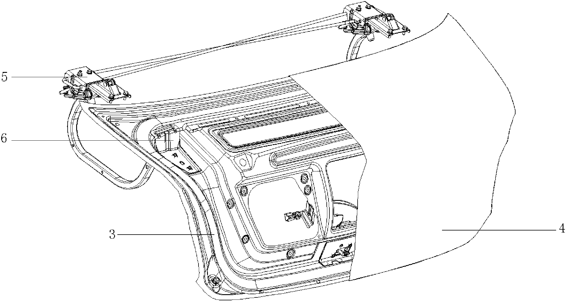 Integrated vehicle trunk lid hinge reinforcing plate support structure