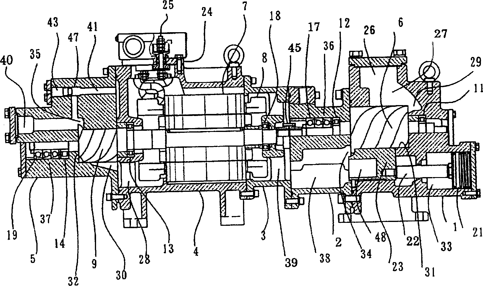 Two-stage screw compressor