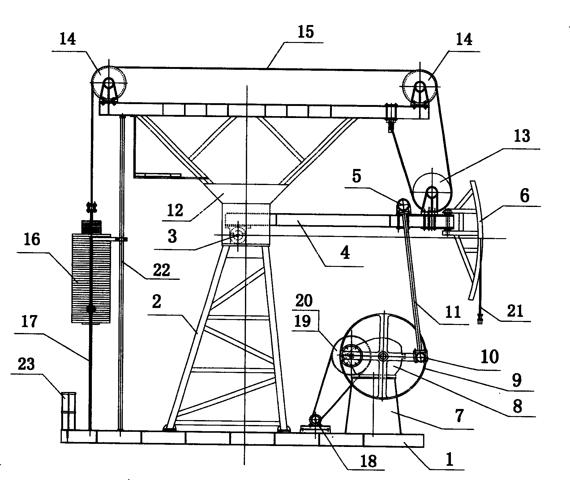 Lifting weight balance beam type oil pump