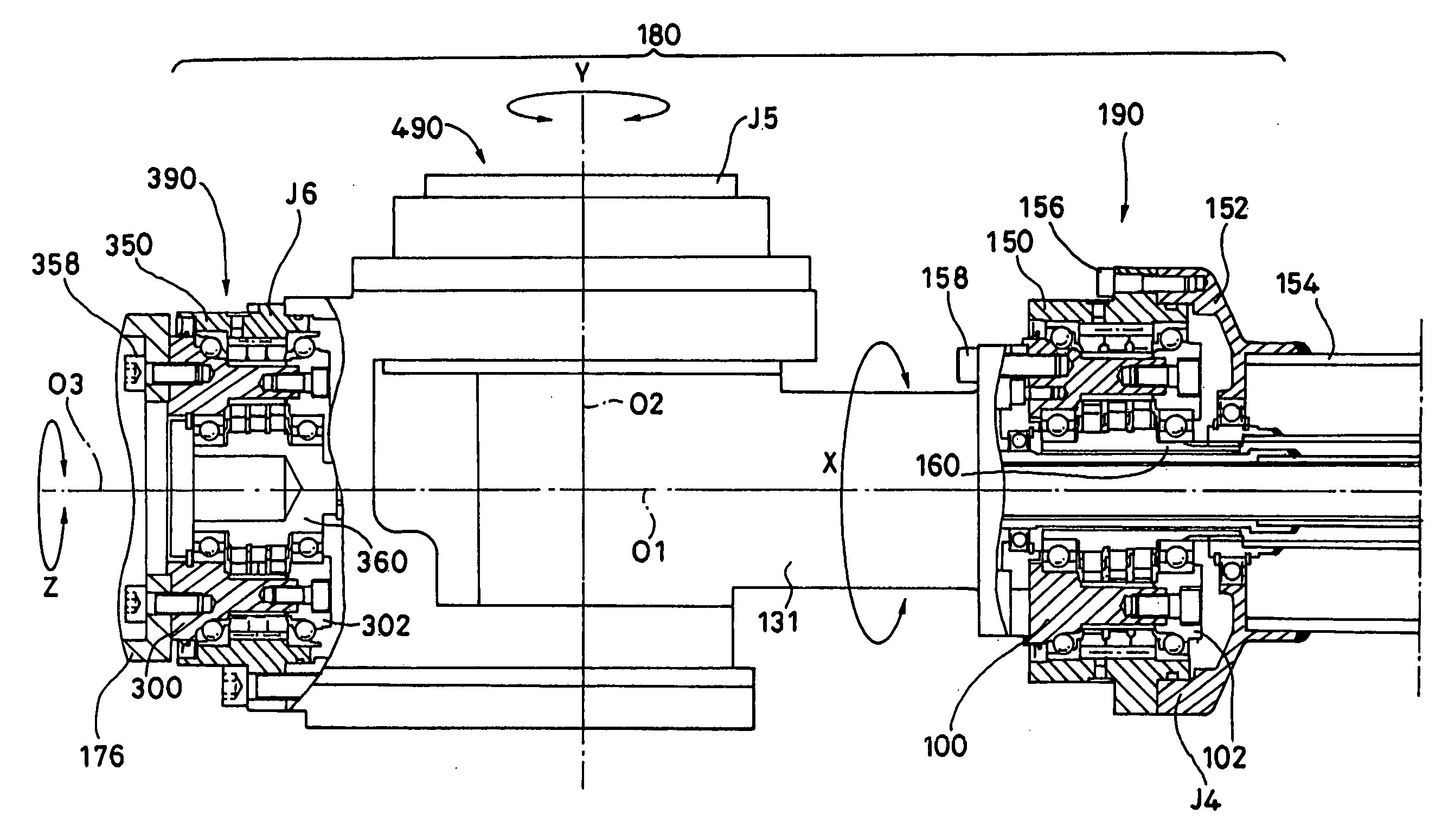 Power transmission device for driving robot wrist and power transmission device