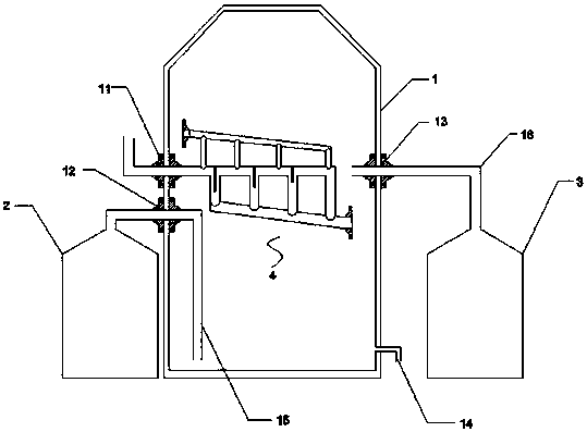 Separating device of hydrochloric acid and polymerized oil in production of pinacolone
