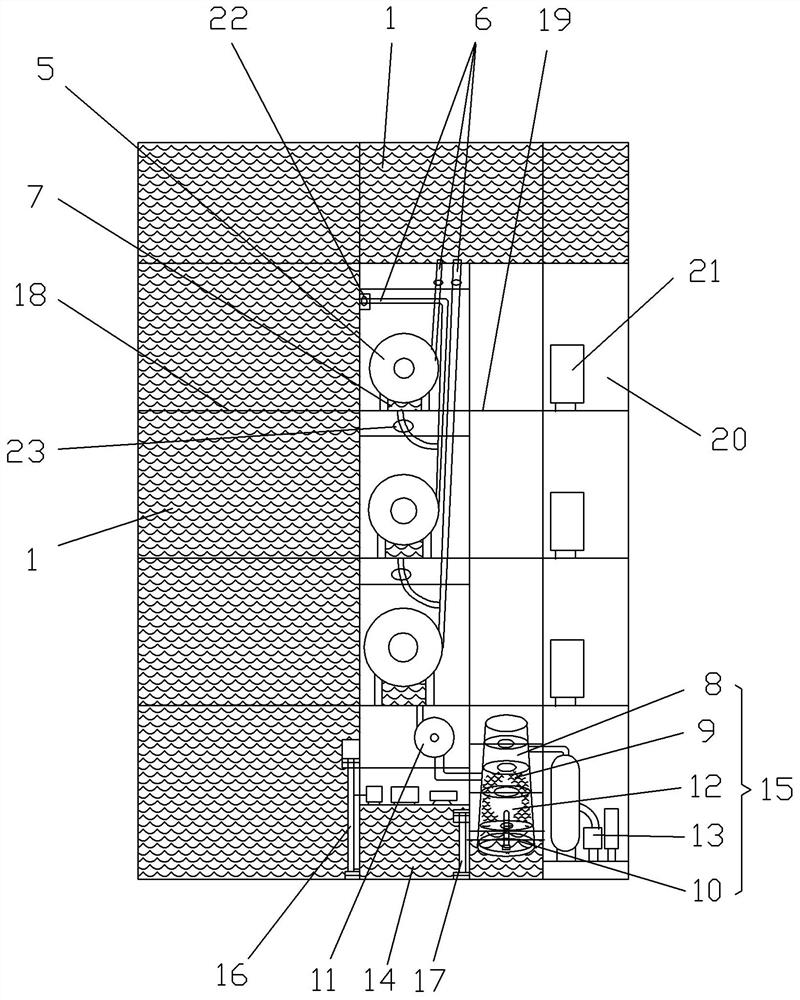 Regulation and control power generation substation capable of carrying out multilayer vertical overlying on water energy circular array type layout