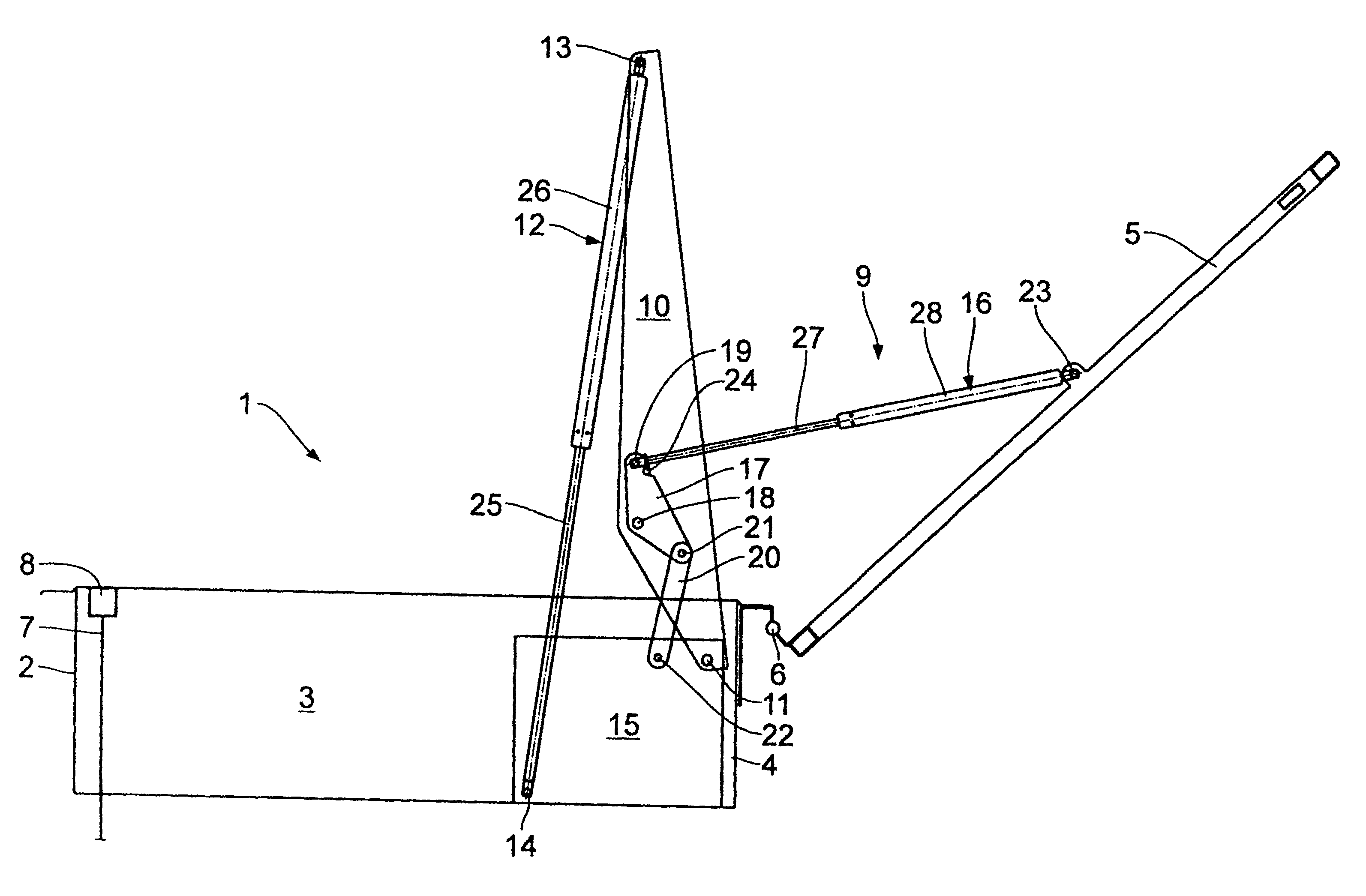 Opening flap, in particular flue gas escape flap, and opening mechanism therefor