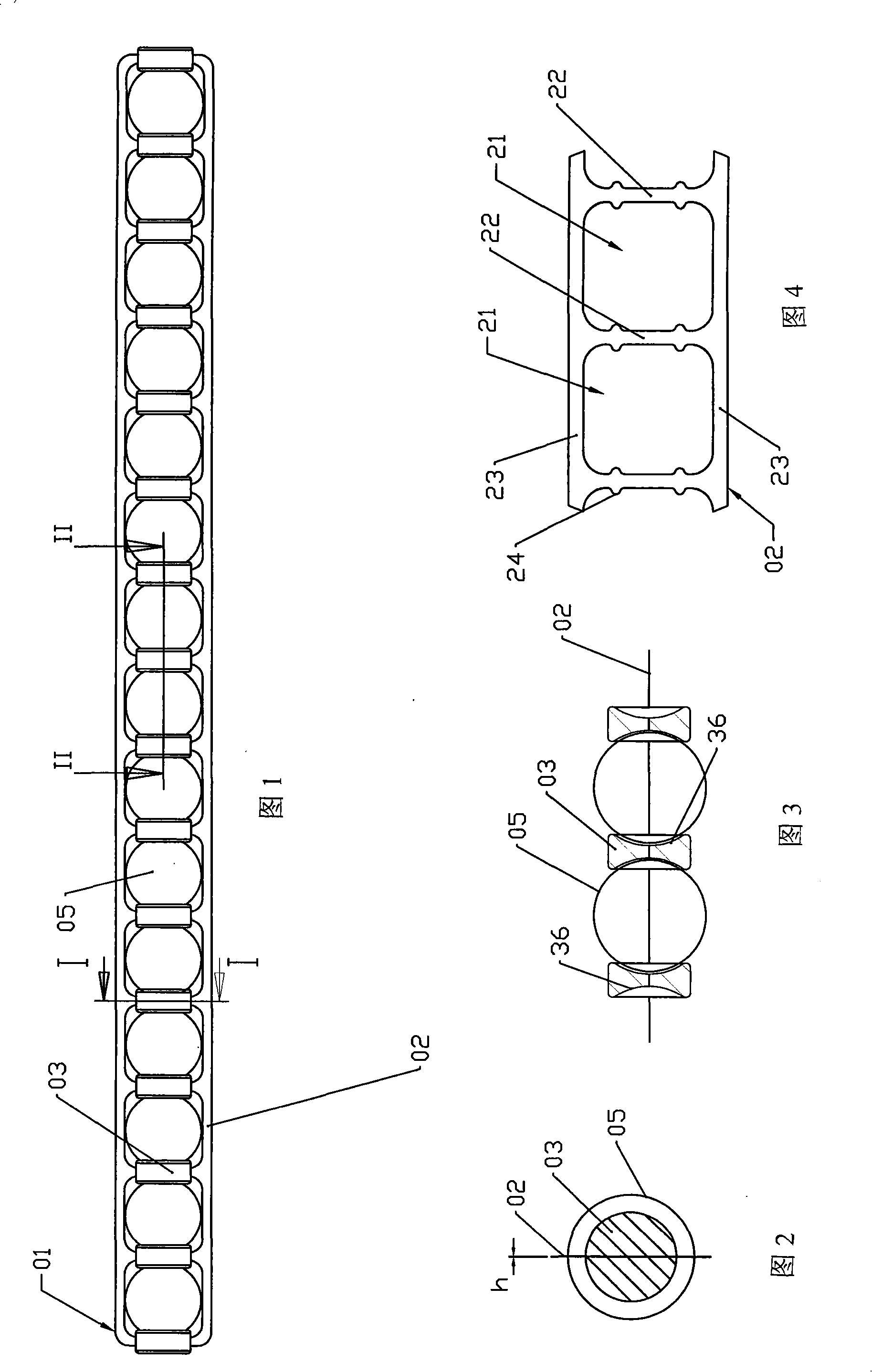 Rolling element retaining chain unit