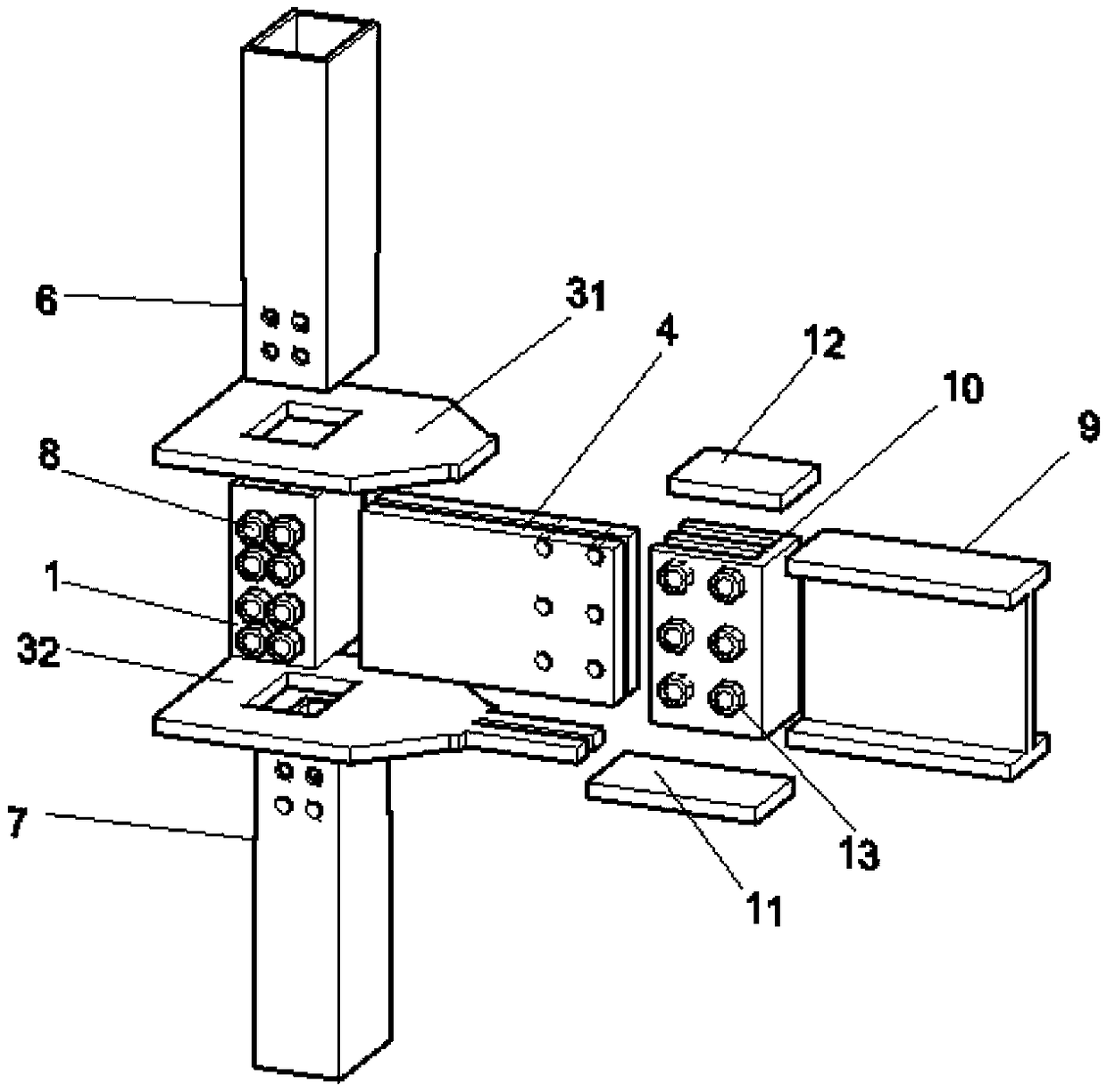 Fabricated steel tube concrete beam-column joint connecting mechanism