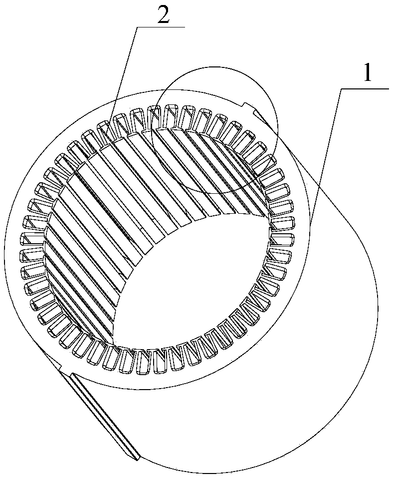Motor stator groove opening structure
