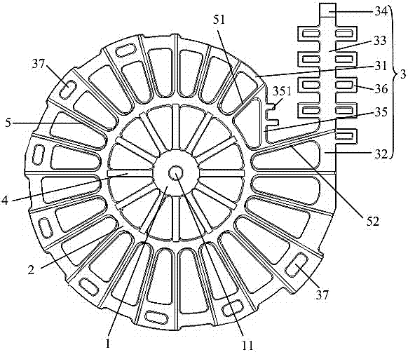 Anti-drift core and anti-bending core bone for sand core of volute castings